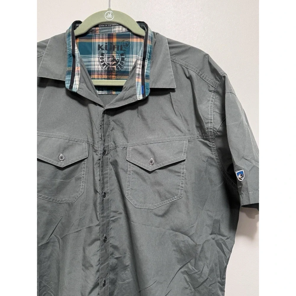 Kuhl‎ Shirt Mens Large Green Eluxur Button Up Outdoor Athleisure Preppy Hiking